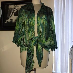 Chenault Sz 2X NWOT Tie-Front Topper Tropical